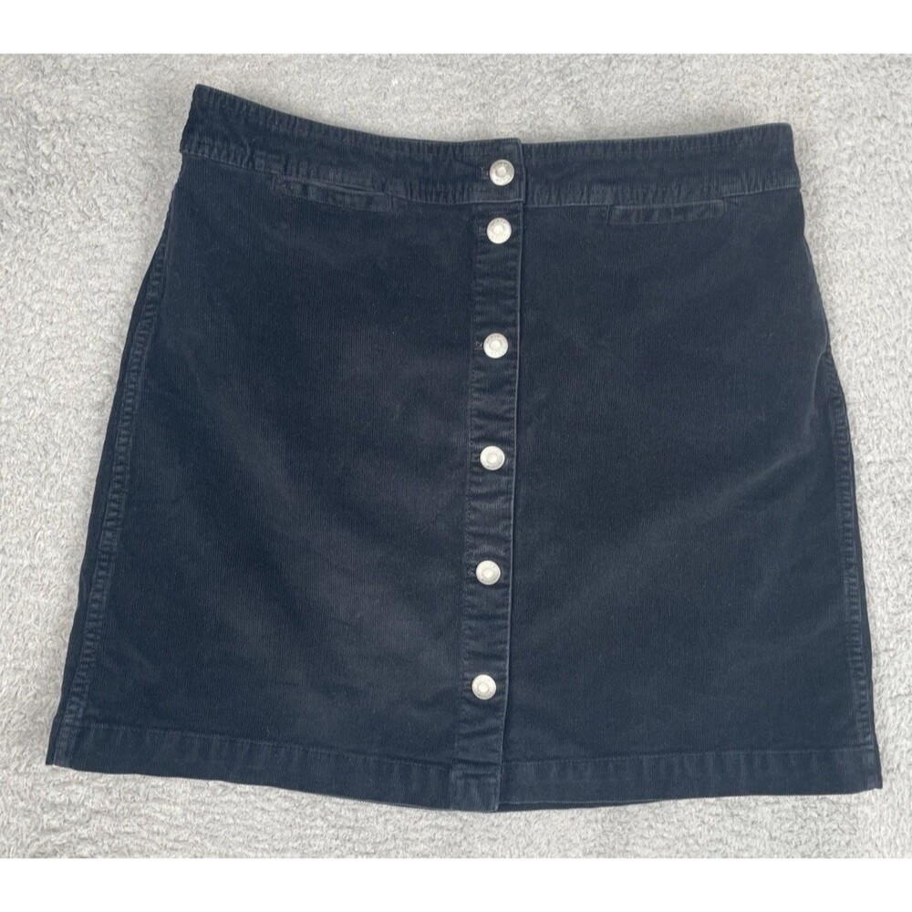 J Crew Button Corduroy Skirt Womens 30 (32x17.5) Faded Black Mini #AC512